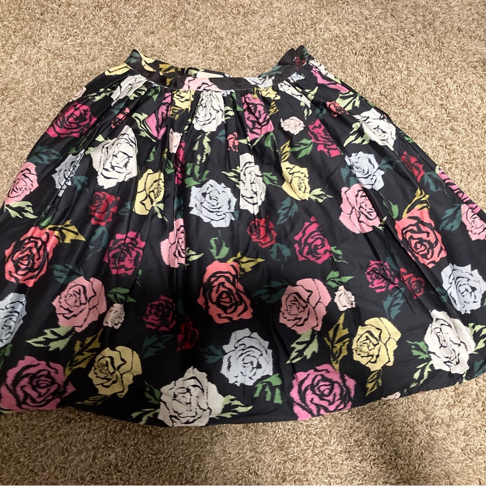 Unique Vintage For Lane Bryant A-Line Skirt - Black with Multicolor Floral L